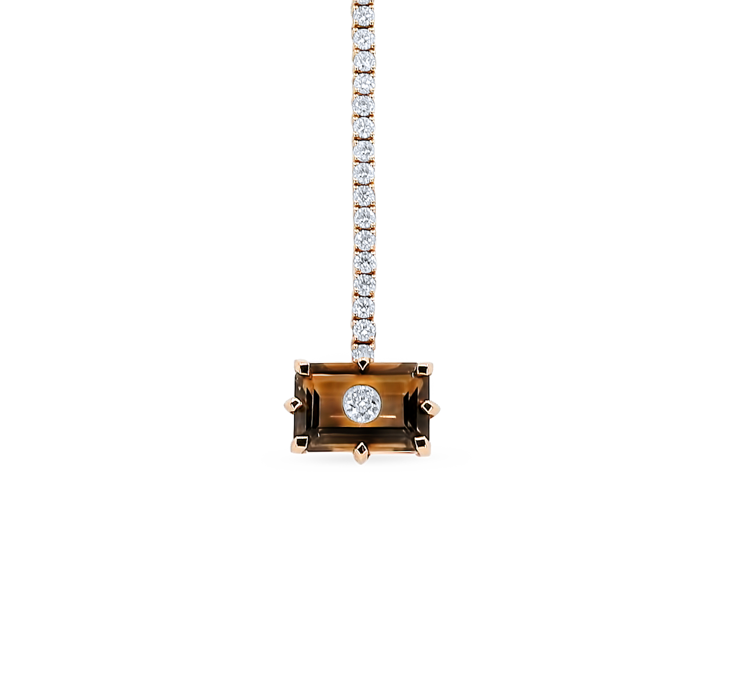 Linéa Smoky Quartz and Diamond Necklace in Rose Gold