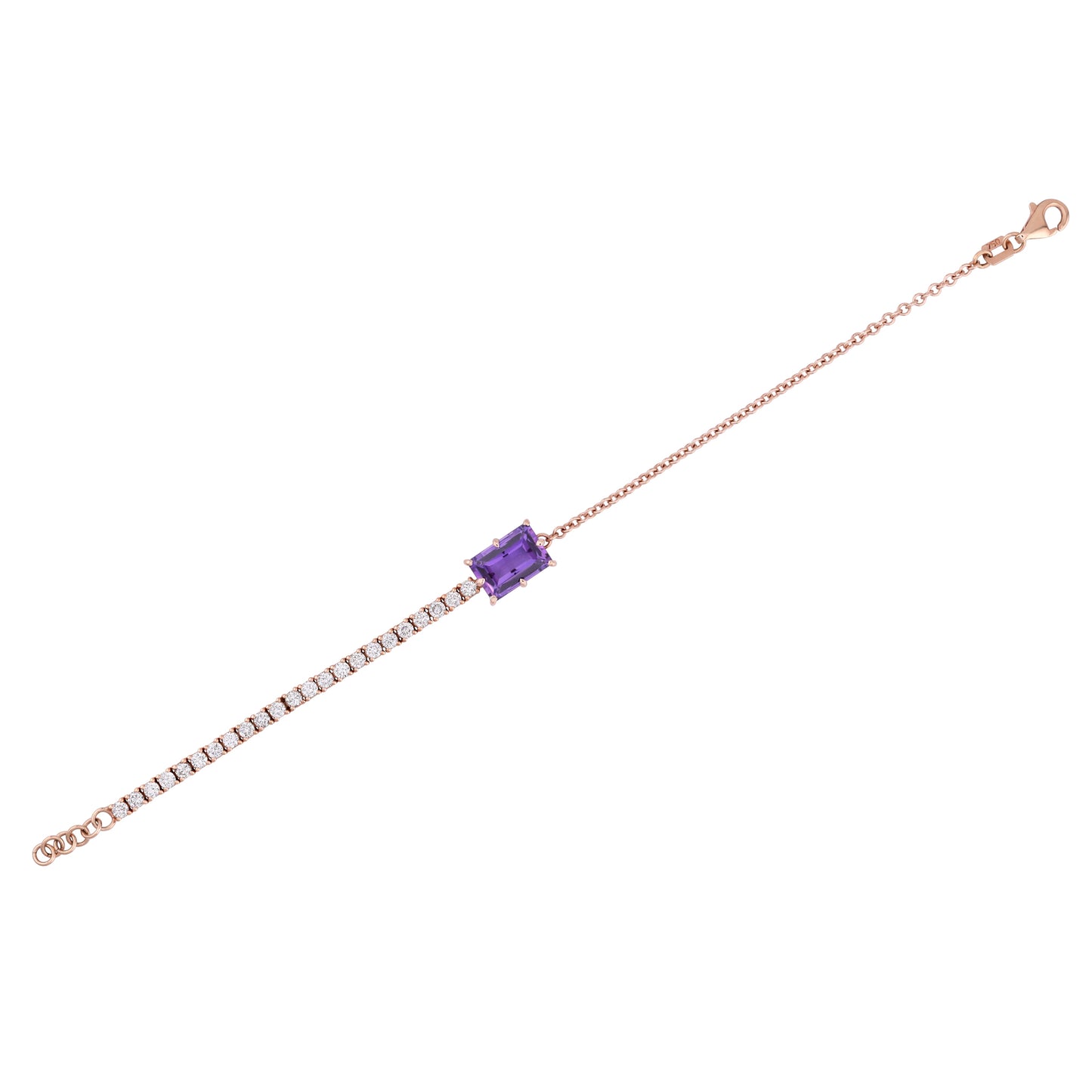 Linéa Amethyst  and Diamond Bracelet in Rose Gold