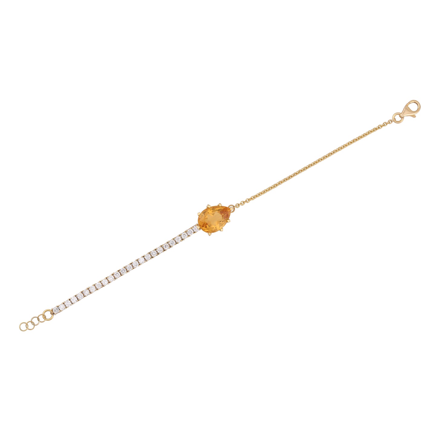 Linéa Citrine and Diamond Bracelet in Yellow Gold 18k