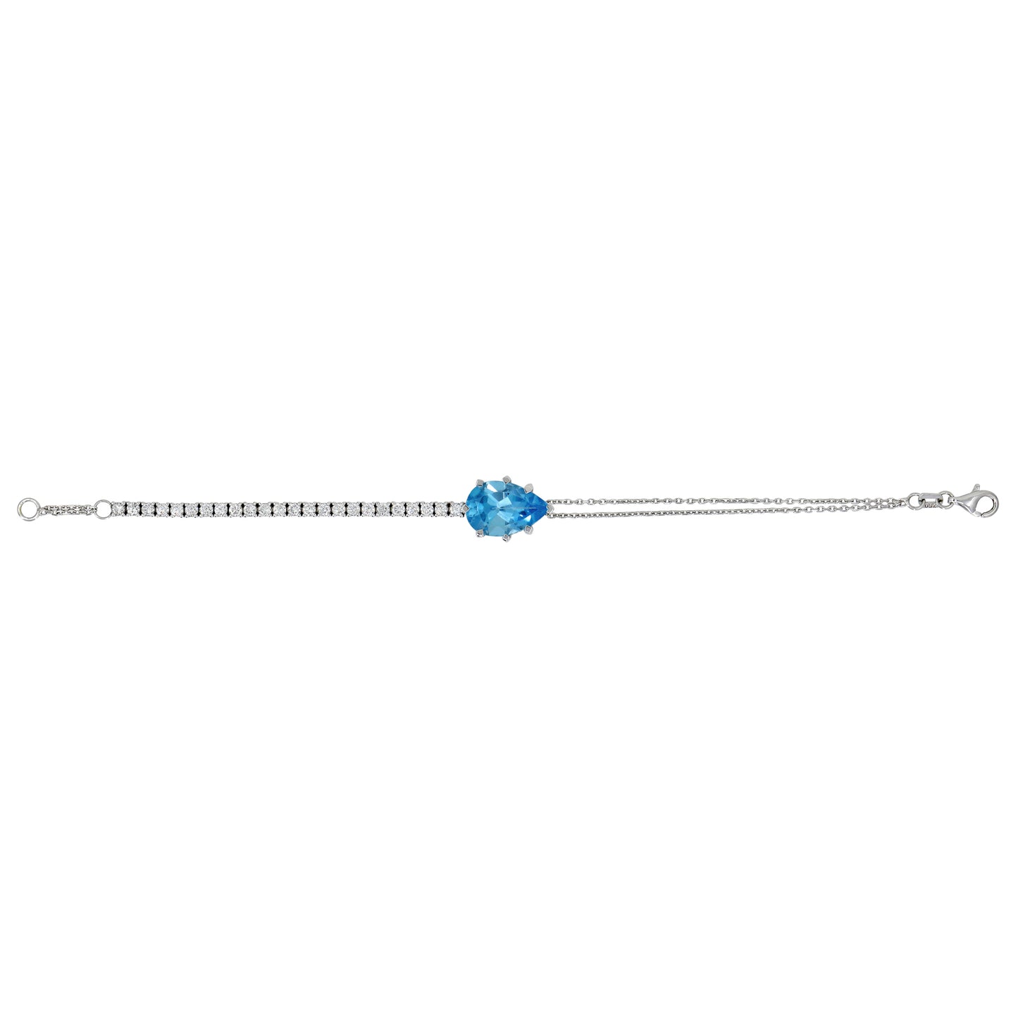 Linéa Blue Topaz and Diamond Bracelet in White Gold