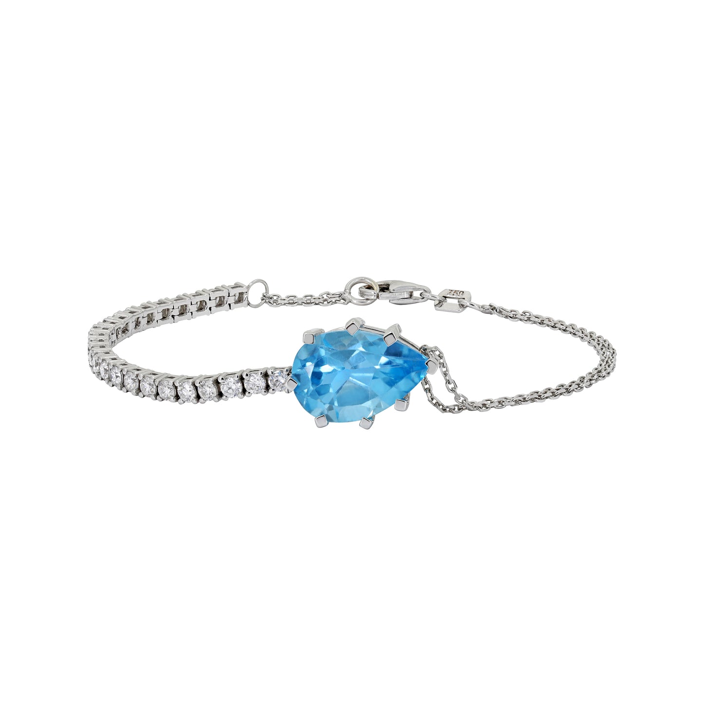 Linéa Blue Topaz and Diamond Bracelet in White Gold
