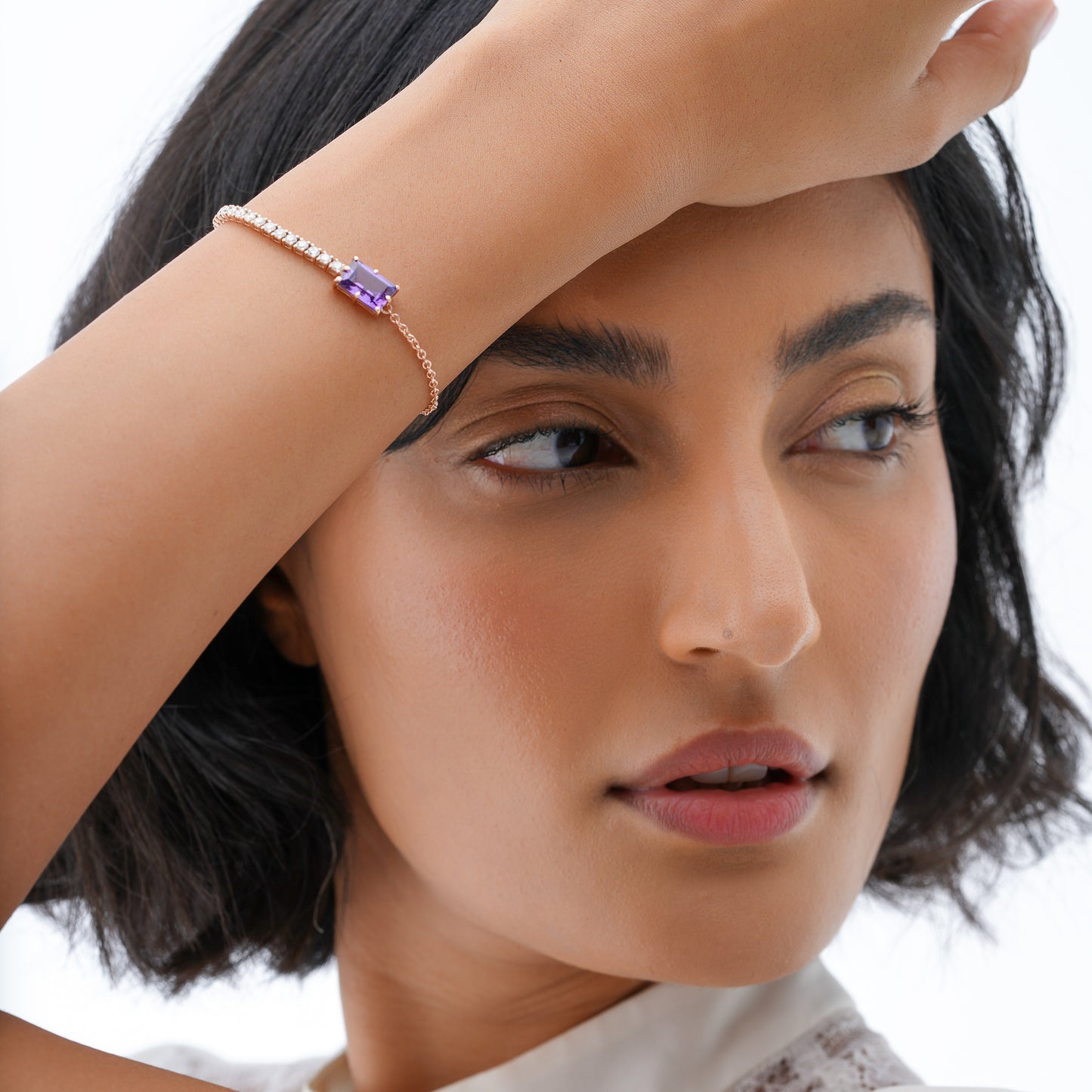 Linéa Amethyst  and Diamond Bracelet in Rose Gold
