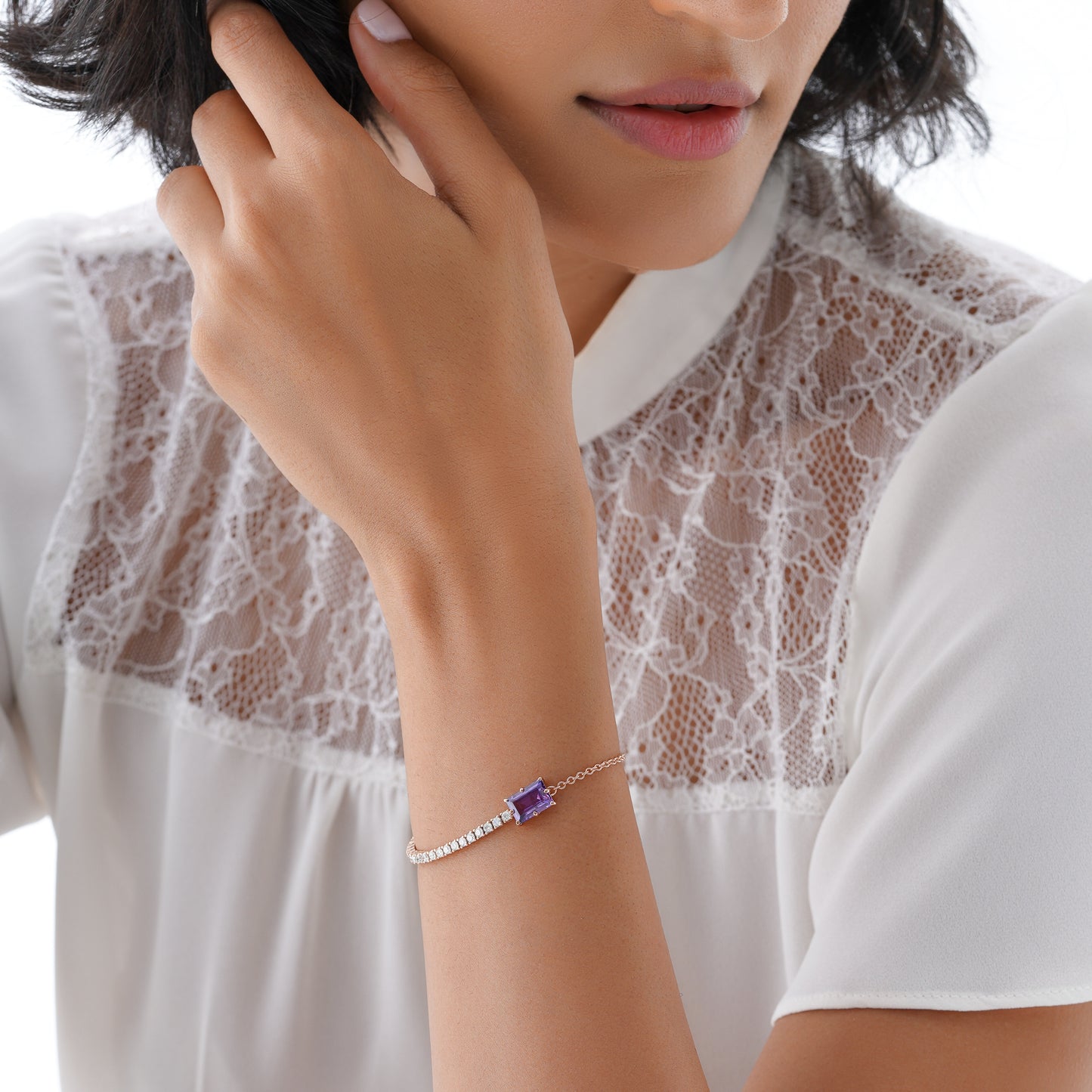 Linéa Amethyst  and Diamond Bracelet in Rose Gold