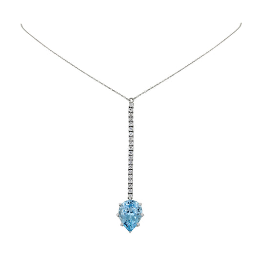 Linéa Blue Topaz and Diamond Necklace in White Gold