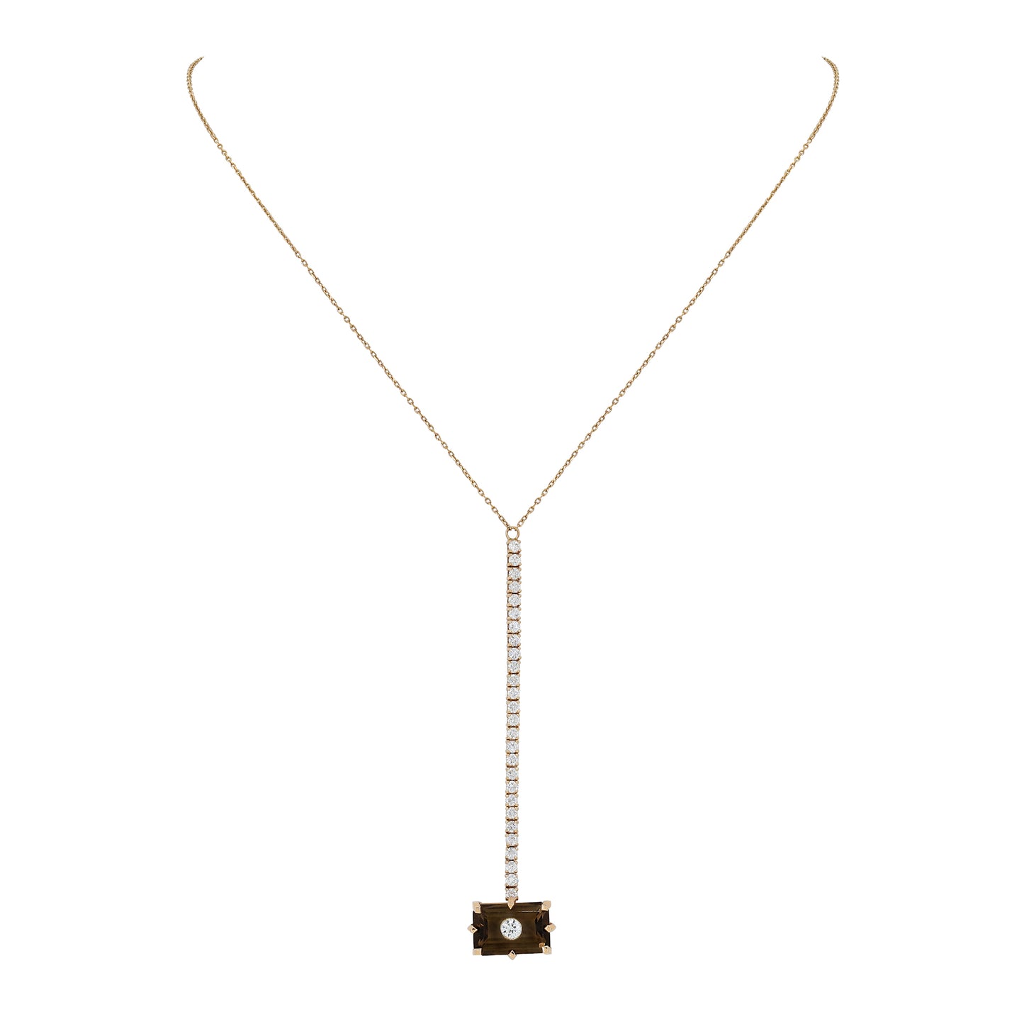 Linéa Smoky Quartz and Diamond Necklace in Rose Gold