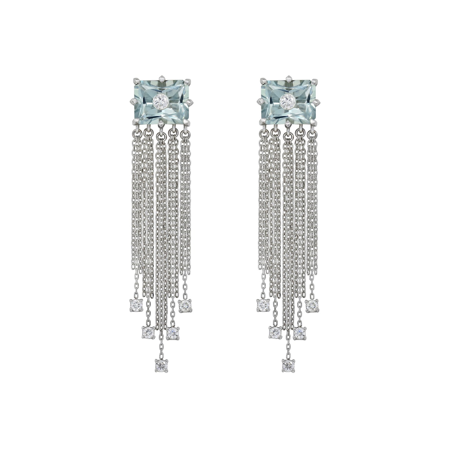 Linéa Blue Quartz and Diamond Earrings in White Gold