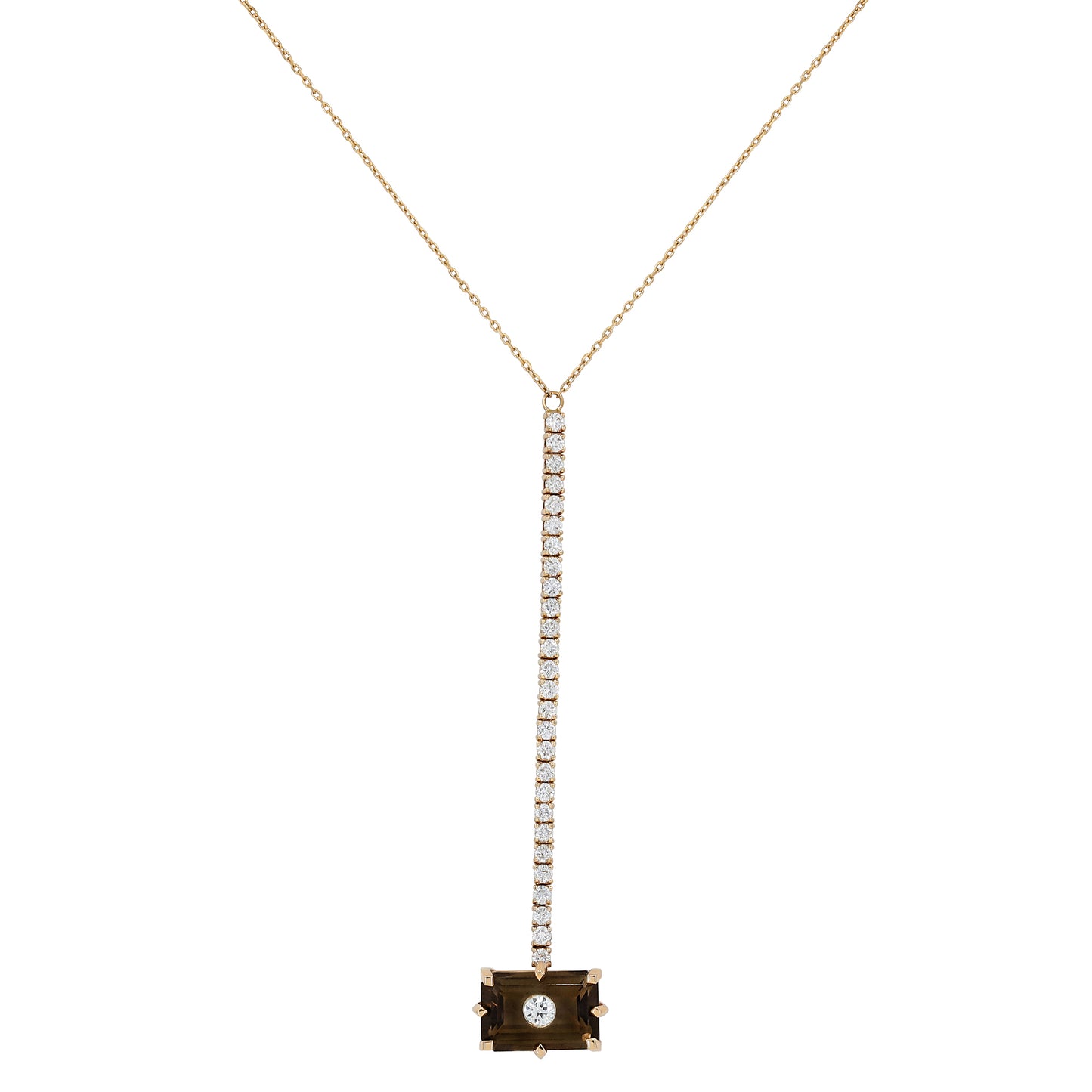 Linéa Smoky Quartz and Diamond Necklace in Rose Gold