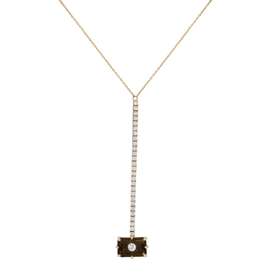 Linéa Smoky Quartz and Diamond Necklace in Rose Gold