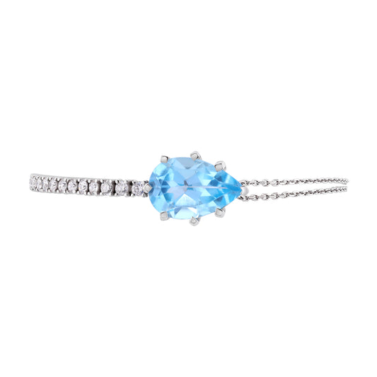 Linéa Blue Topaz and Diamond Bracelet in White Gold