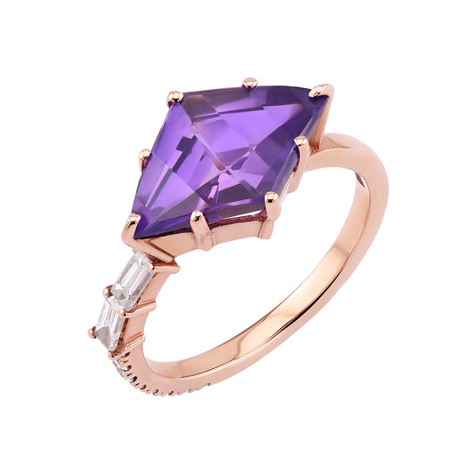 Linéa Amethyst and Diamond Pinky Ring