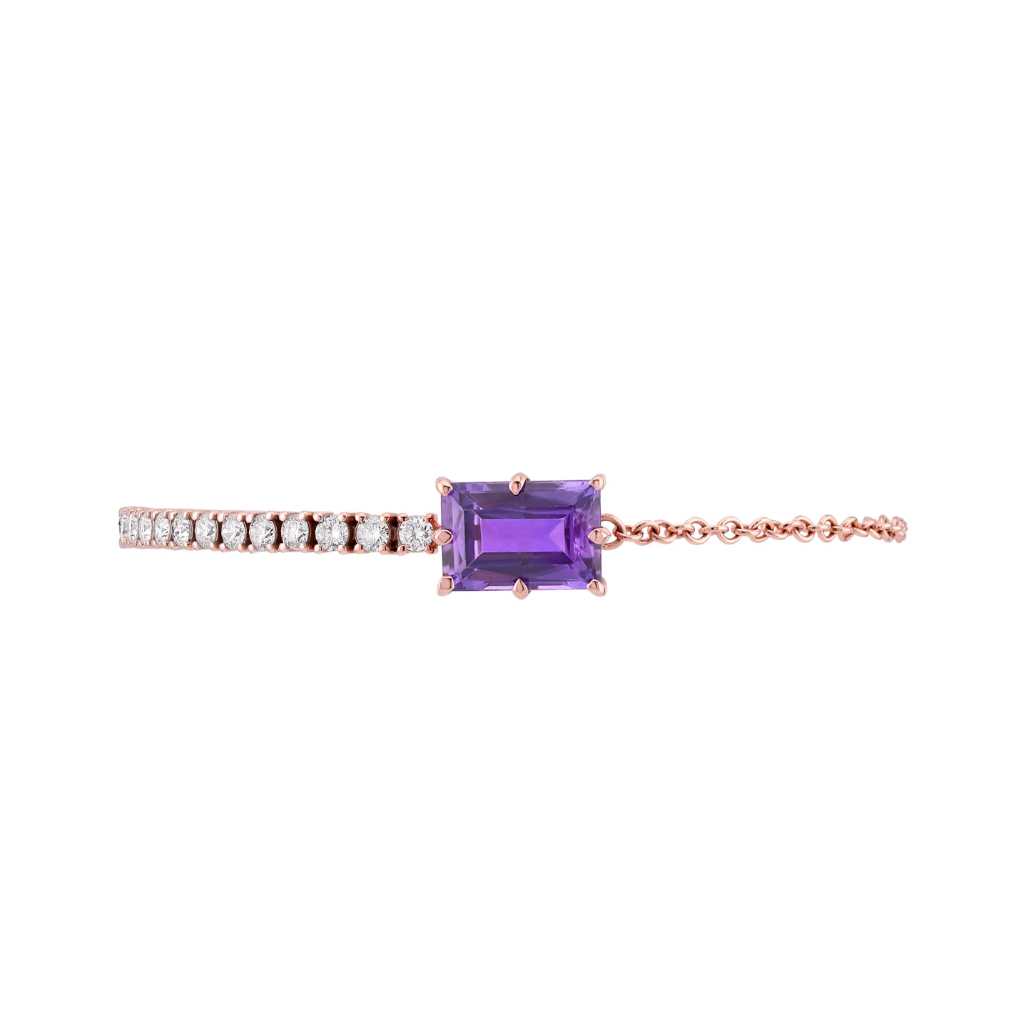 Linéa Amethyst  and Diamond Bracelet in Rose Gold