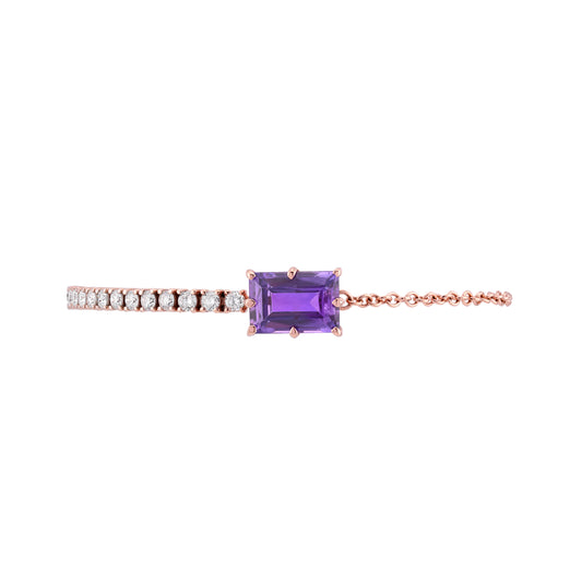 Linéa Amethyst  and Diamond Bracelet in Rose Gold