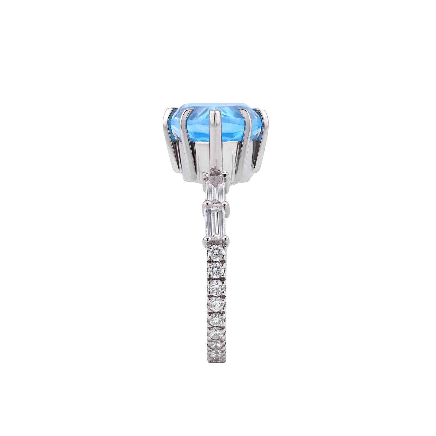Linéa Blue Topaz and Diamond Pinky Ring