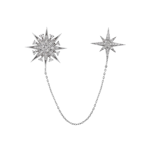 Double Stars Earrings in White gold and Natural Diamonds